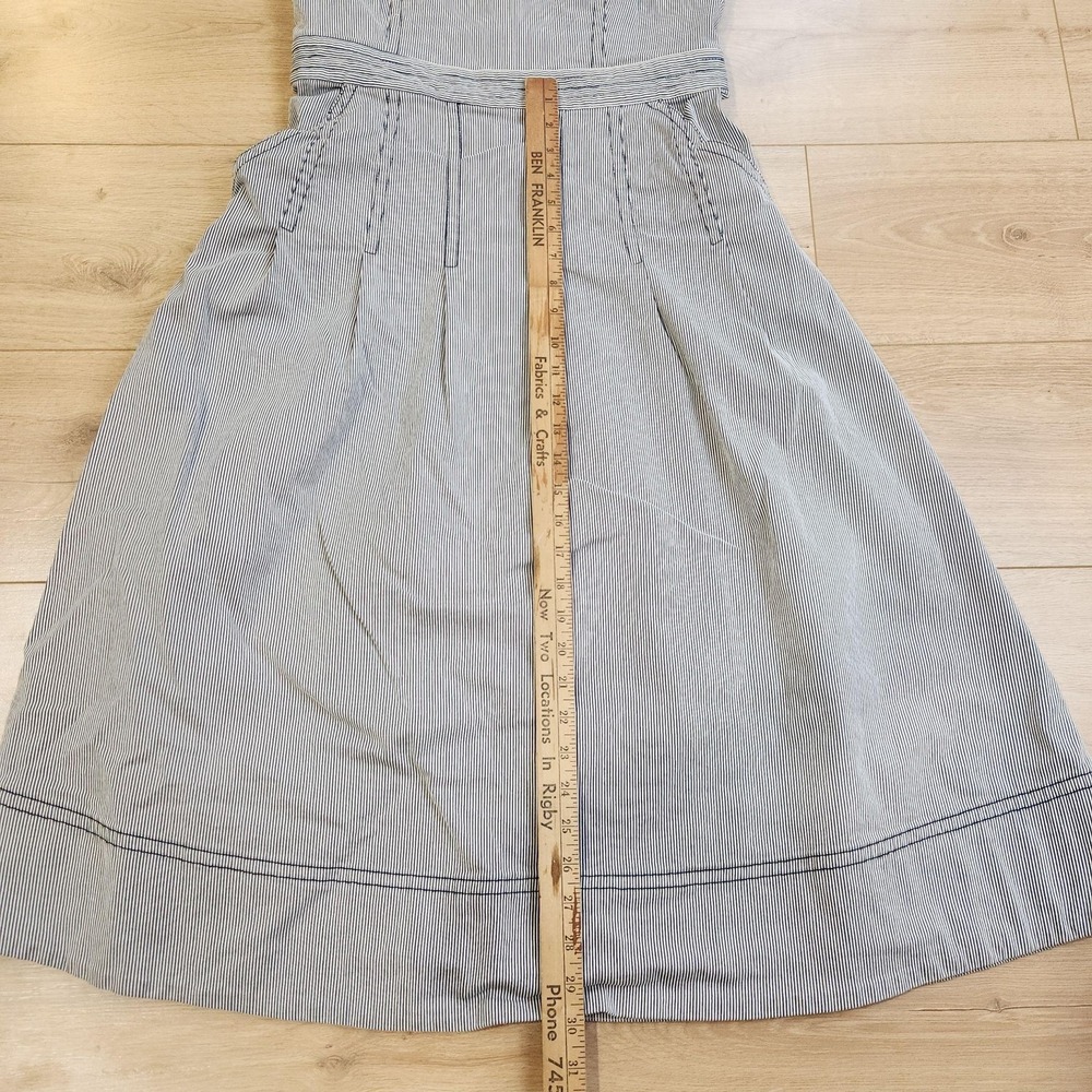 Maeve Dress Womens 10 Blue Striped Fit & Flare Sundress Pockets Anthropologie - Picture 7 of 8